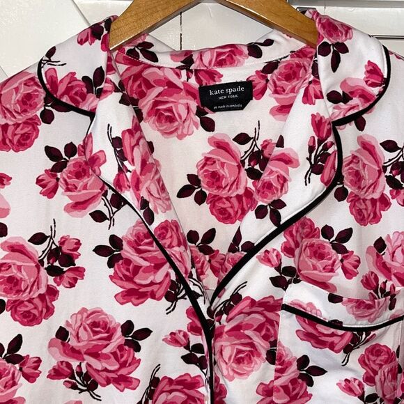 Kate Spade New York Black Label Pink Floral Pajama Set Size Medium - Picture 2 of 6